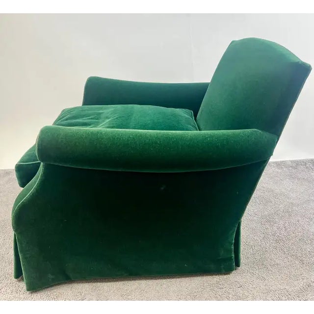 Hollywood Regency Style Custom Overstuffed Emerald Velvet Armchair For Sale - Image 16 of 17