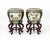 Pair of Chinese Famille Noir Porcelain Fish Bowls, each with iron red six character mark to underside and carved wood...