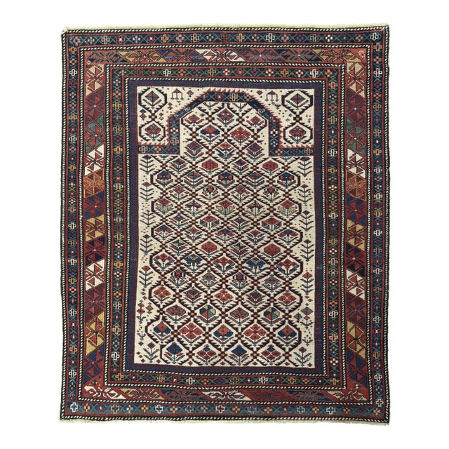 1880's Antique Caucasian Marasali Shirvan Rug - 3′5″ × 4′2″ For Sale