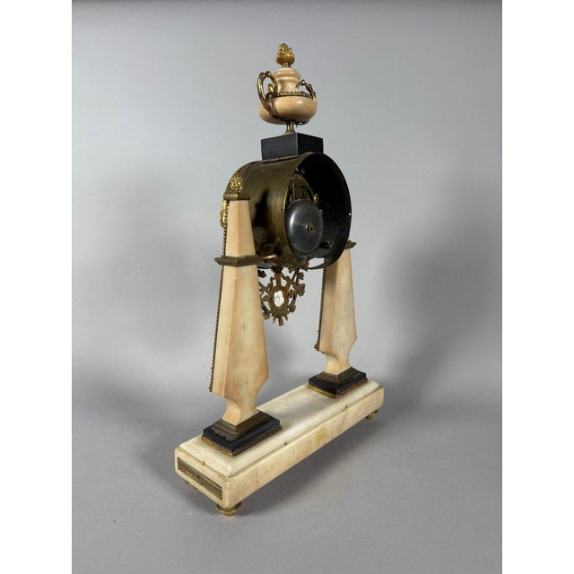 Louis XVI period portico clock, white marble and Wedgwood porcelain, 18th century For Sale - Image 6 of 6