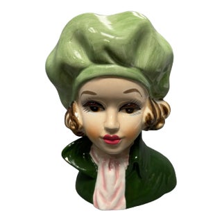 Mid 20th Century Royal Crown Style Lady Head Vase For Sale