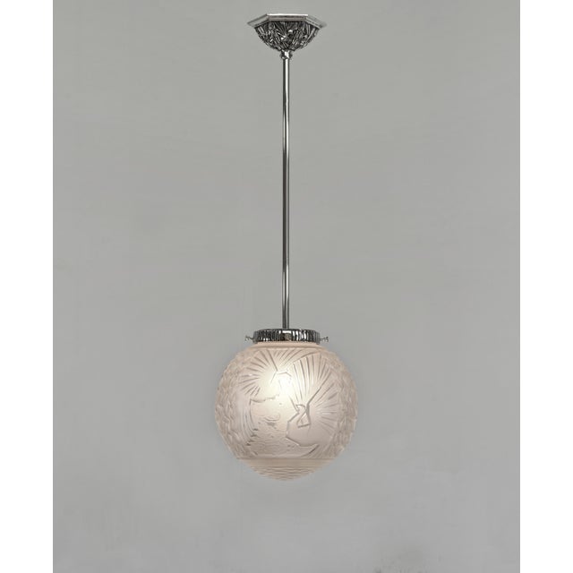 Muller Frères French Art Deco Pendant Light by Muller Freres 1930s - 3 Available For Sale - Image 4 of 14
