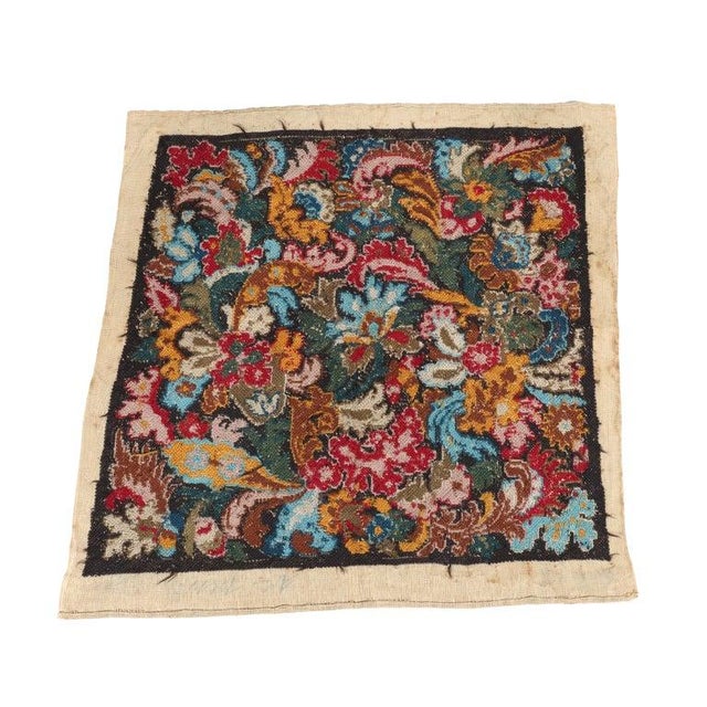 Textile Antique French Louis XIII Floral Needlepoint Tapestry Numbered 19thC For Sale - Image 7 of 7