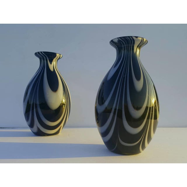 Murano Black and White Murano Blown Glass Vase - a Pair For Sale - Image 4 of 5