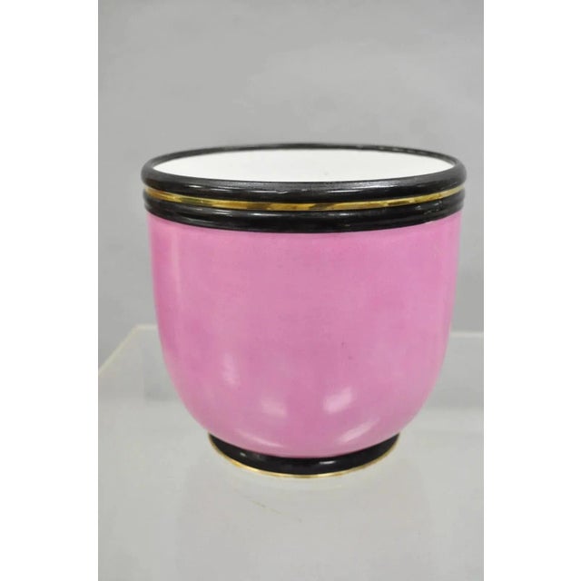 Pink Antique French Porcelain Pink Hand Painted Portrait Cachepot Jardiniere Vase For Sale - Image 8 of 11