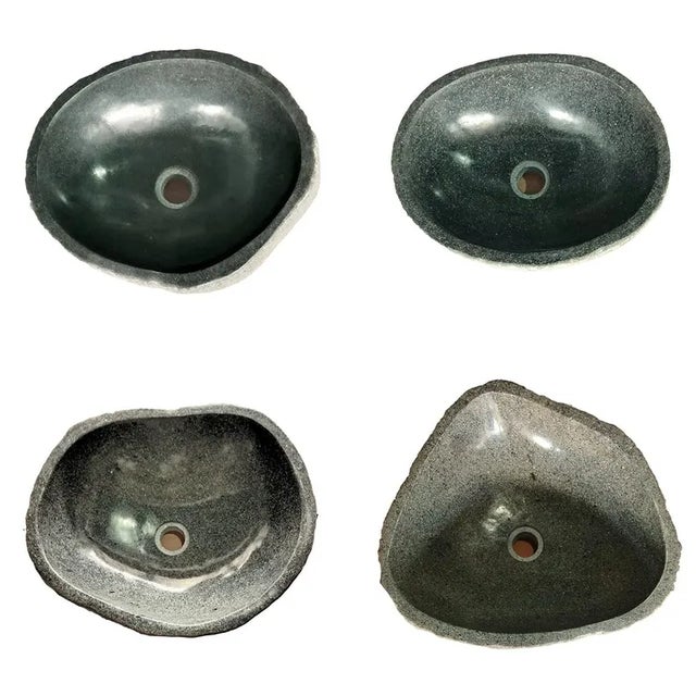 Stone Natural River Stone Sink – Vessel Bowl Vanity | 15 – 18 In For Sale - Image 7 of 8