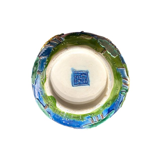 Early 20th Century Chinese Republic Period Wang Bingrong-Marked Stick Vase With Egret & Water Lily Motif For Sale - Image 14 of 16