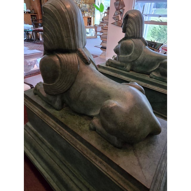 Antique Museum Pair Bronze Sphinx Set For Sale - Image 10 of 14
