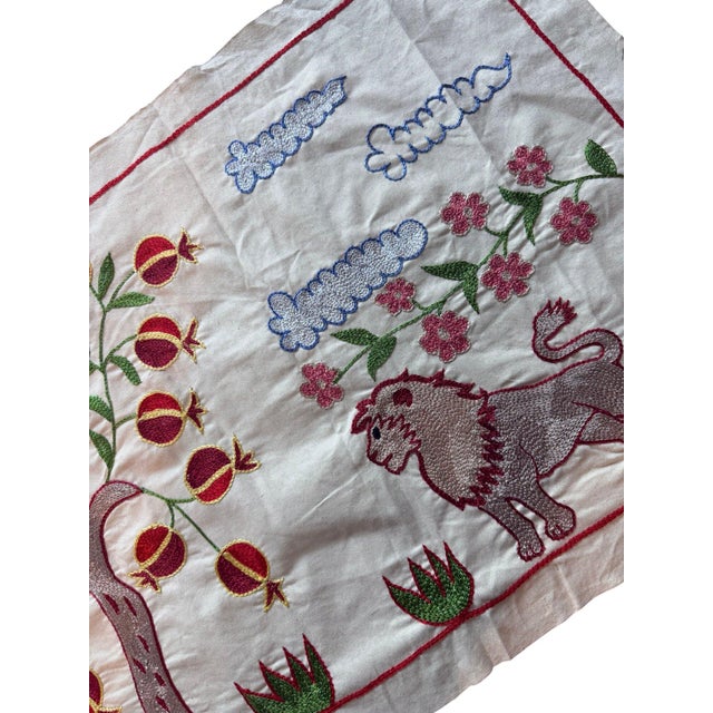 Lion Suzani Wall Hanging, Blue Clouds For Sale In New York - Image 6 of 7