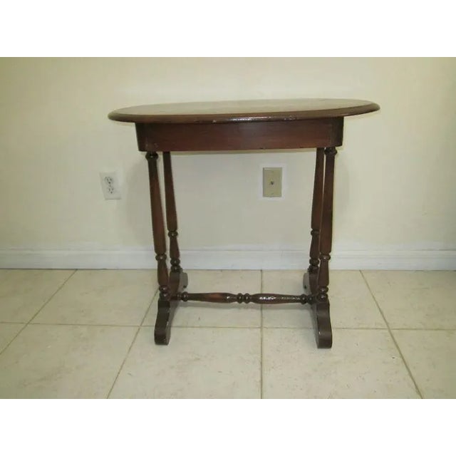 Vintage Colonial Style Wood Accent Table Dark Tone For Sale - Image 10 of 10