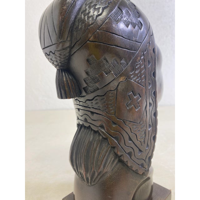 Late 20th Century Hand Carved Dark Walnut Figurative Sculptures/A Pair For Sale - Image 10 of 11