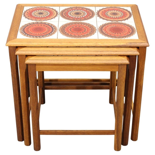 Mid-Century Danish Oak Nesting Tables with Tile Tops, 1960s, Set of 3 For Sale - Image 15 of 15