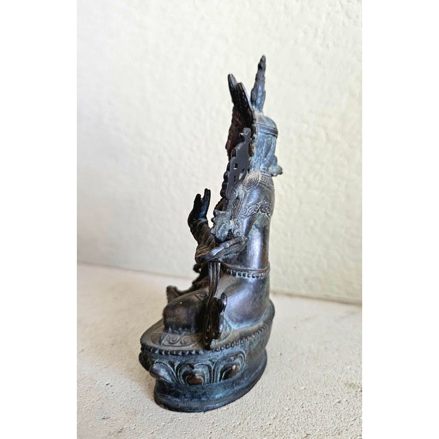19th Century Tibetan Green Tara Bronze – Shyama Tara “Swift Liberator” – Himalayan Altar Sculpture For Sale In San Diego - Image 6 of 12