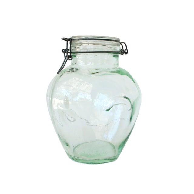 Early 20th Century Vintage French Glass Storage Jar/Wire-Bail For Sale - Image 5 of 6