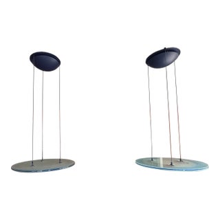 1993 Aurora Blue Pendant Lights by Perry King & Santiago Miranda for Arteluce - a Pair For Sale