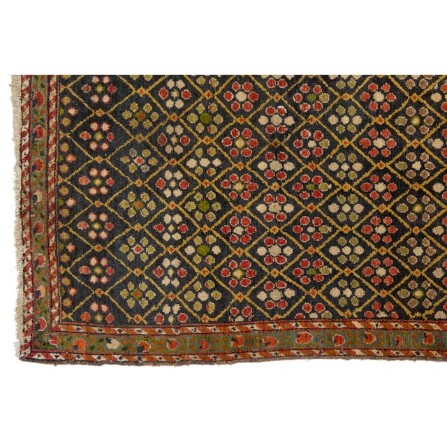 Textile Antique Malayer Wool Runner Handmade in Brown With Floral Pattern For Sale - Image 7 of 9