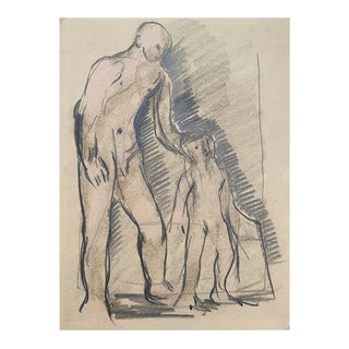 Midcentury Modern Male Nude Figure Drawing For Sale
