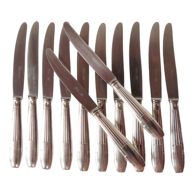 French Art Deco Entremets Knives by Apollonox, 1920s, Set of 12 For Sale