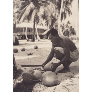 Hanna Seidel, Panaman Man with Coconut, Black and White Photograph, 1960s For Sale