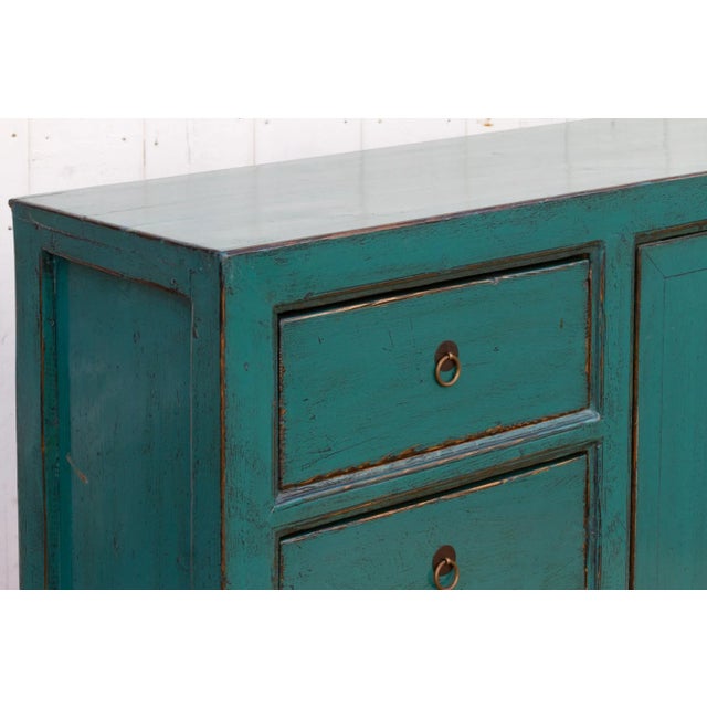 1990s Lacquered Ming Style Asian Credenza For Sale - Image 5 of 10