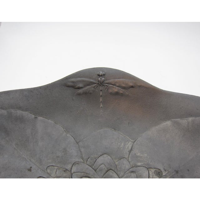 Art Nouveau Kayserzinn Bowl With Water Lily and Dragonflies For Sale - Image 4 of 10