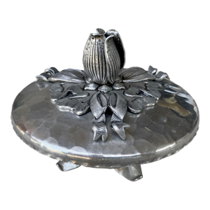 Circa 1930 Whimsical Hand Forged Rose & Ribbon Aluminum Trinket Box