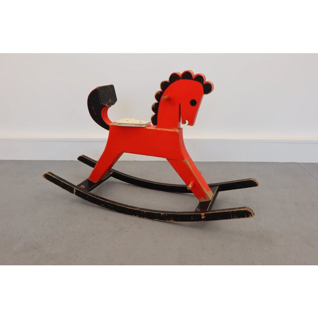 Mid-Century Modern Mid-Century Wooden Rocking Horse For Sale - Image 3 of 10