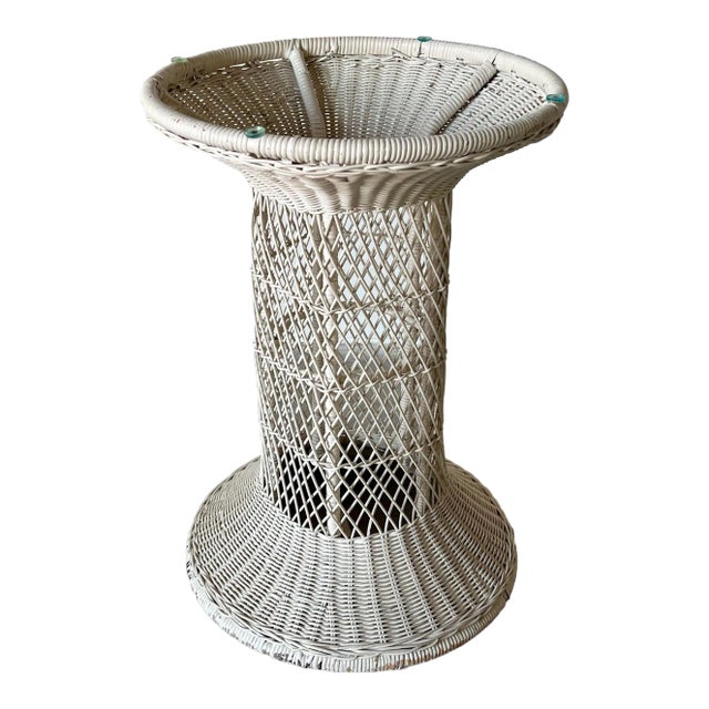 Vintage Woven Wicker Dining Table Base For Sale