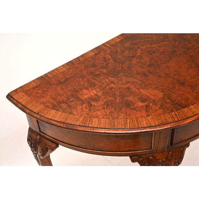 Wood Antique Burr Walnut Console Table, 1900 For Sale - Image 7 of 11