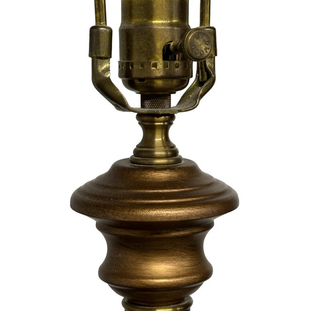 Wood Vintage 1980s Wildwood Traditional Burl Wood Floor Lamp – Heavy Turned Base, Elegant Conical Shade For Sale - Image 7 of 9