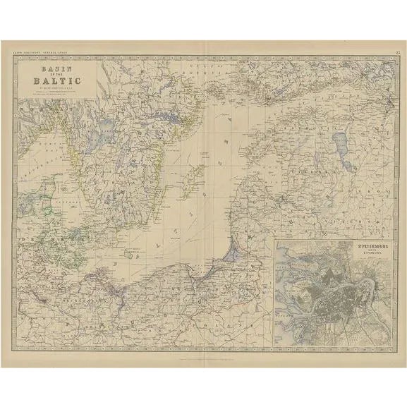 Late 19th Century Map of the Baltic Sea Region, 1882 For Sale - Image 5 of 5