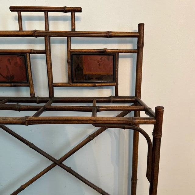 Listing is for an antique bamboo and lacquer umbrella and walking stick stand. Terrific piece to show off a collection...
