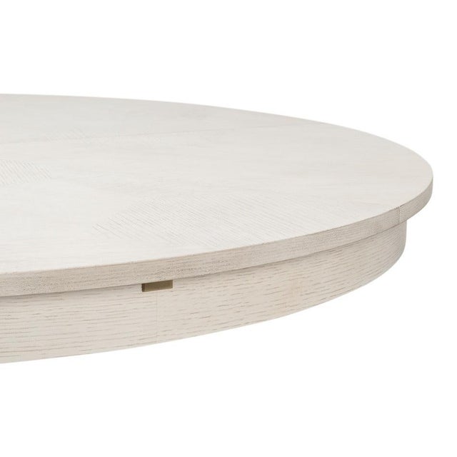 Transitional Round Dining Table, Medium - White Oak With Faceted Pedestal Base For Sale - Image 10 of 11