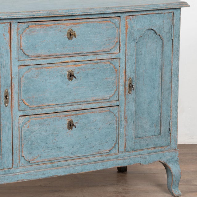 Swedish 19th Century Blue Painted Small Sideboard Console For Sale - Image 12 of 16