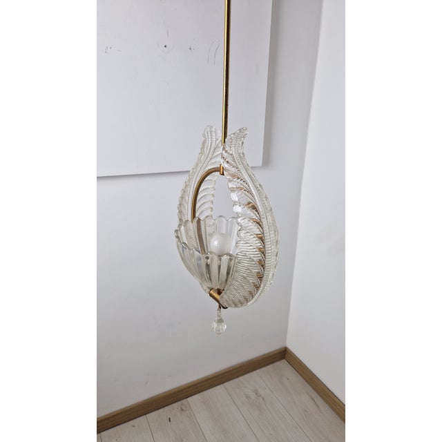 Chandelier in Brass and Clear Glass by Ercole Barovier for Barovier & Toso, 1960s For Sale - Image 6 of 18