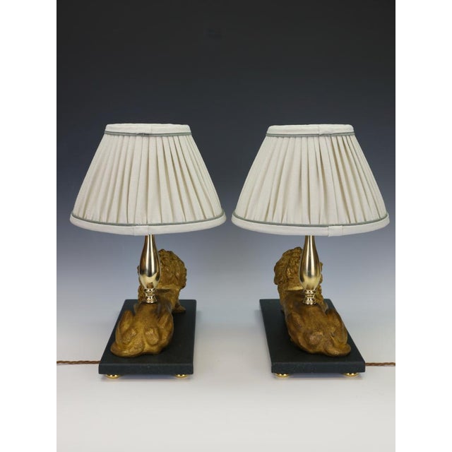 Metal Gilt Bronze Lion Table Lamps attributed to Henri Picard, Paris, 1860s, Set of 2 For Sale - Image 7 of 18