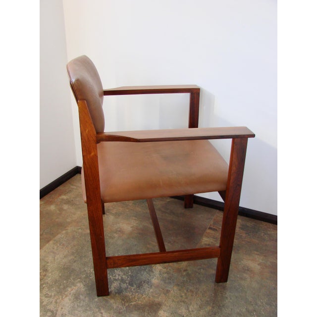 Vintage Scandinavian Armchair in Rosewood and Leather, 1960s For Sale - Image 6 of 14