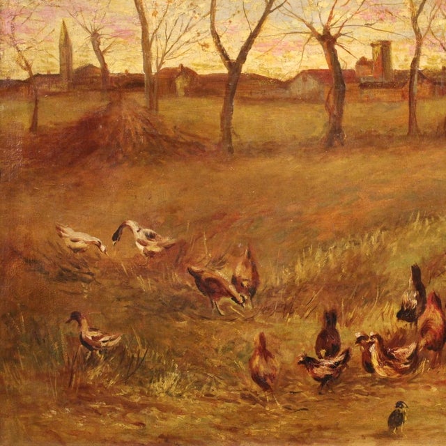 Italian Artist, Bucolic Landscape, 20th Century, Oil on Canvas, Framed For Sale - Image 7 of 16