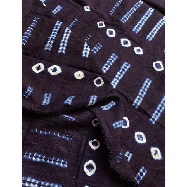 Indigo Mudcloth From Mali - 4.1 X 3.9 Ft For Sale - Image 4 of 6