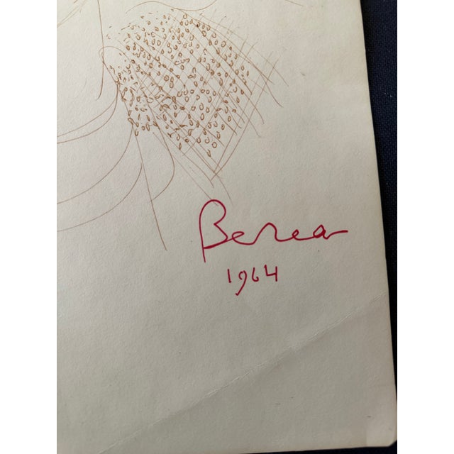 Post Impressionist 1964 Dimitrie Berea Colored Sketch of a Man Prepared With Ink and Markers For Sale - Image 3 of 4