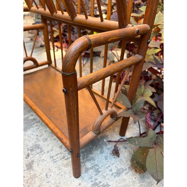 Brown Circa 1880s Antique Victorian Stick and Ball Oak Magazine Newspaper Music Rack For Sale - Image 8 of 10