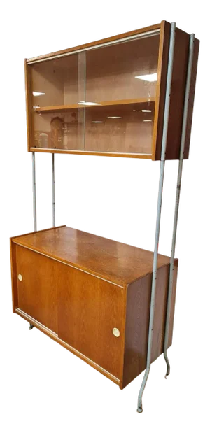 Vintage Wall Unit Bookcase Cabinet, 1960s