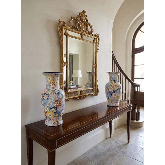 Ceramic Pair of Hand-Painted Dutch Floral Vases For Sale - Image 7 of 10