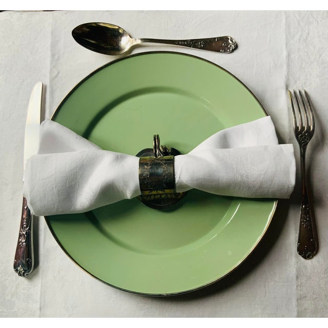 1900 - 1909 Pair of French Belle Époque Monogrammed Damask Linen Napkins, C. 1900 For Sale - Image 5 of 8