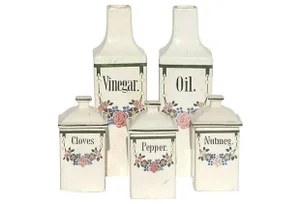 Last Call - European Faience Canisters- Set of 5