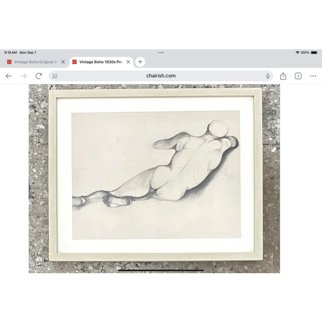 Vintage Boho 1930s Pencil Sketch of Man For Sale - Image 12 of 12