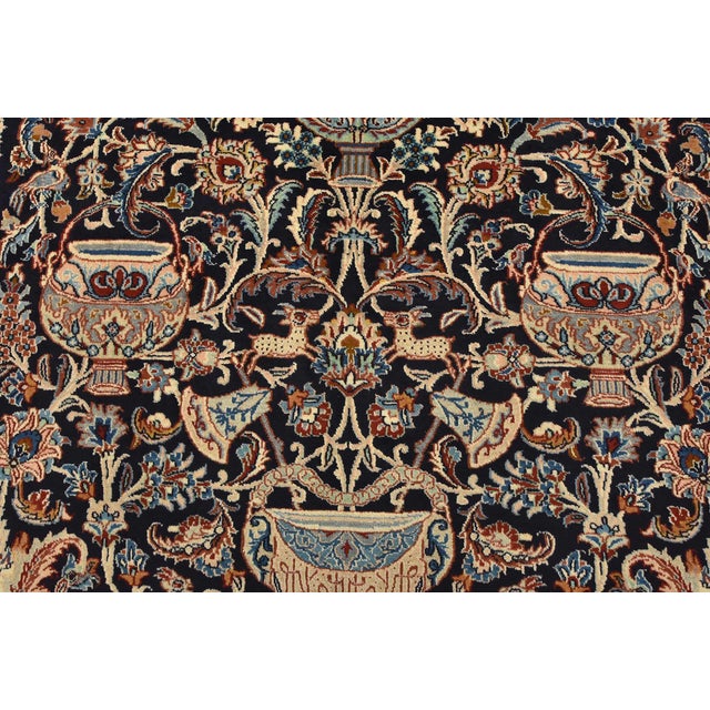 Fine Kashmar Rug 6’4” X 9’5” Blue Wool Vintage Hand-Knotted Oriental Carpet For Sale In Philadelphia - Image 6 of 15