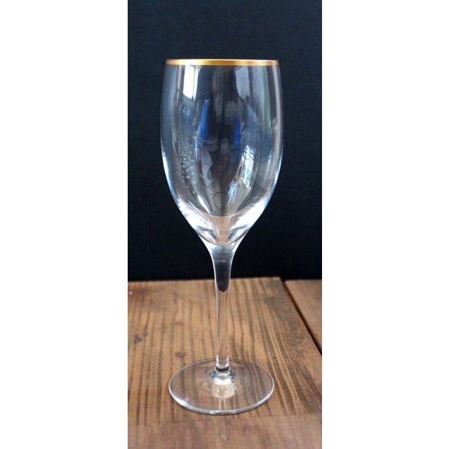 1980s Traditional Lenox Gold Rim Crystal Water and Wine Glasses Set