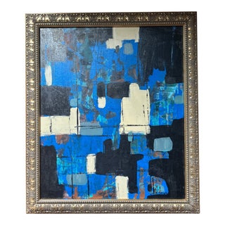 Contemporary Original Abstract Painting by Stephen Heigh “Rhythm Blue” For Sale