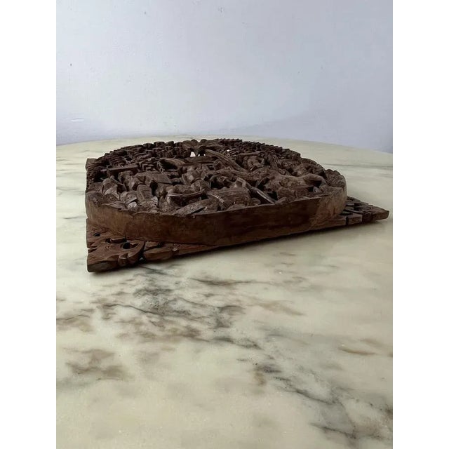 Vintage Balinese Panel in Hand-Worked Beech, 1993 For Sale - Image 11 of 13